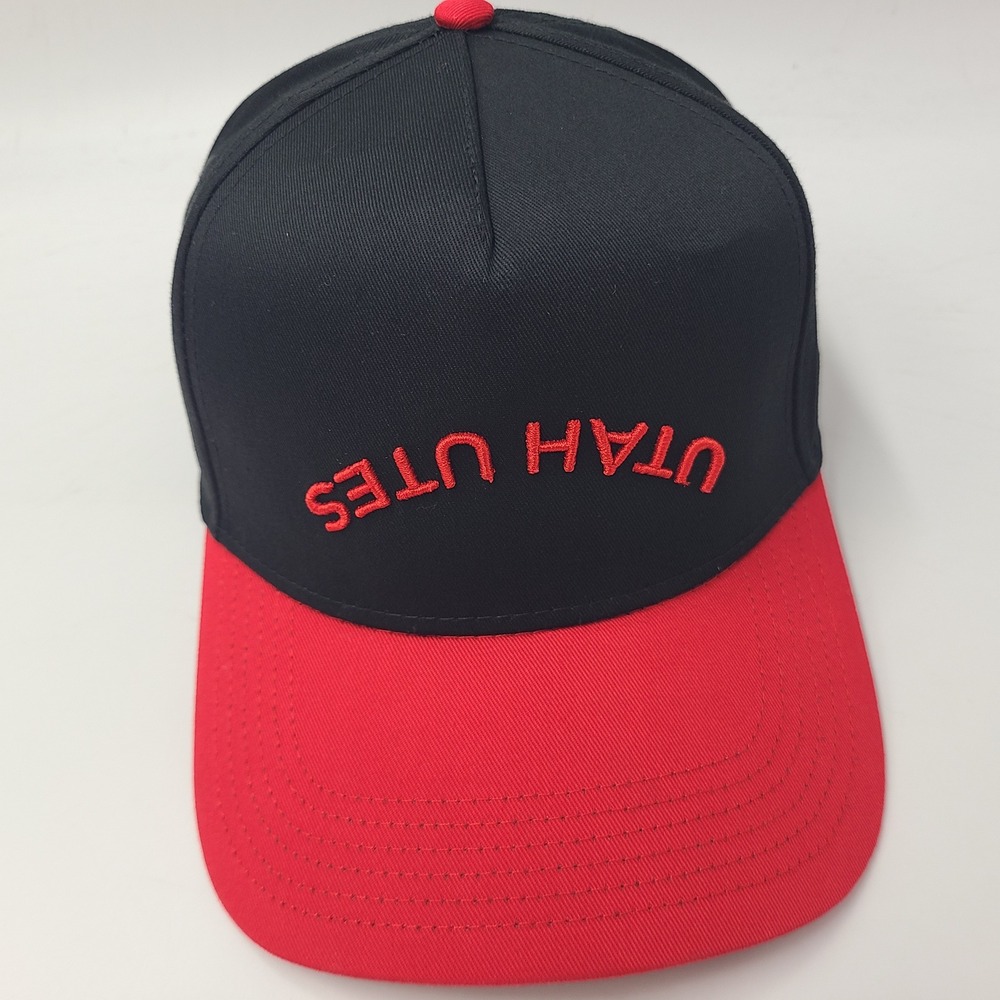 Utah Utes Hat Snapback Otto Black Red NCAA University Upside Down Logo Men